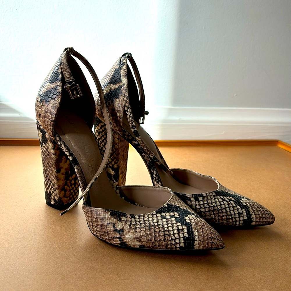 Pointy-toed python high heels from Aldo (size 9)